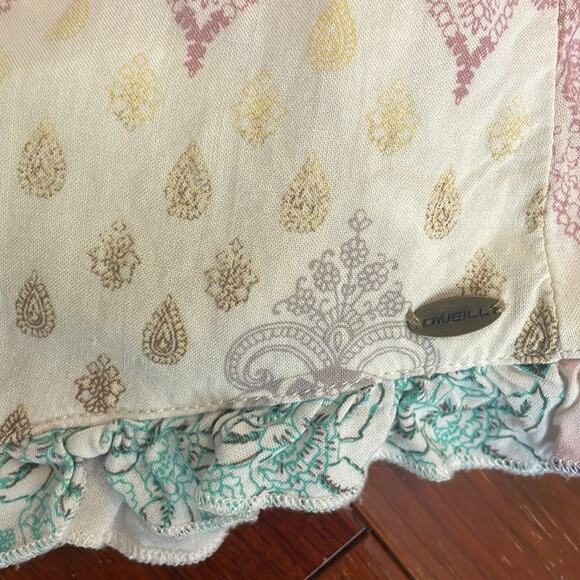 O’Neill Pastel Paisley Boho Dress Surfer Beachy Hippie Girly Ruffle Summer Vaca - Picture 5 of 7